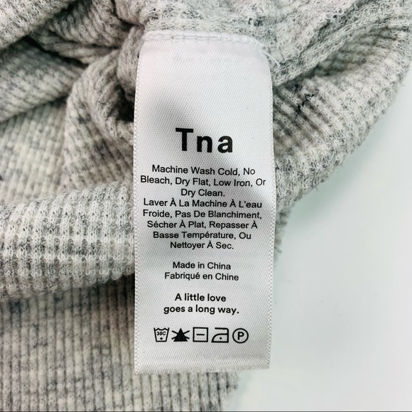 TNA Aritzia Loose Cowl Neck Long Sleeve Waffle Top Heather Grey - Picture 8 of 11